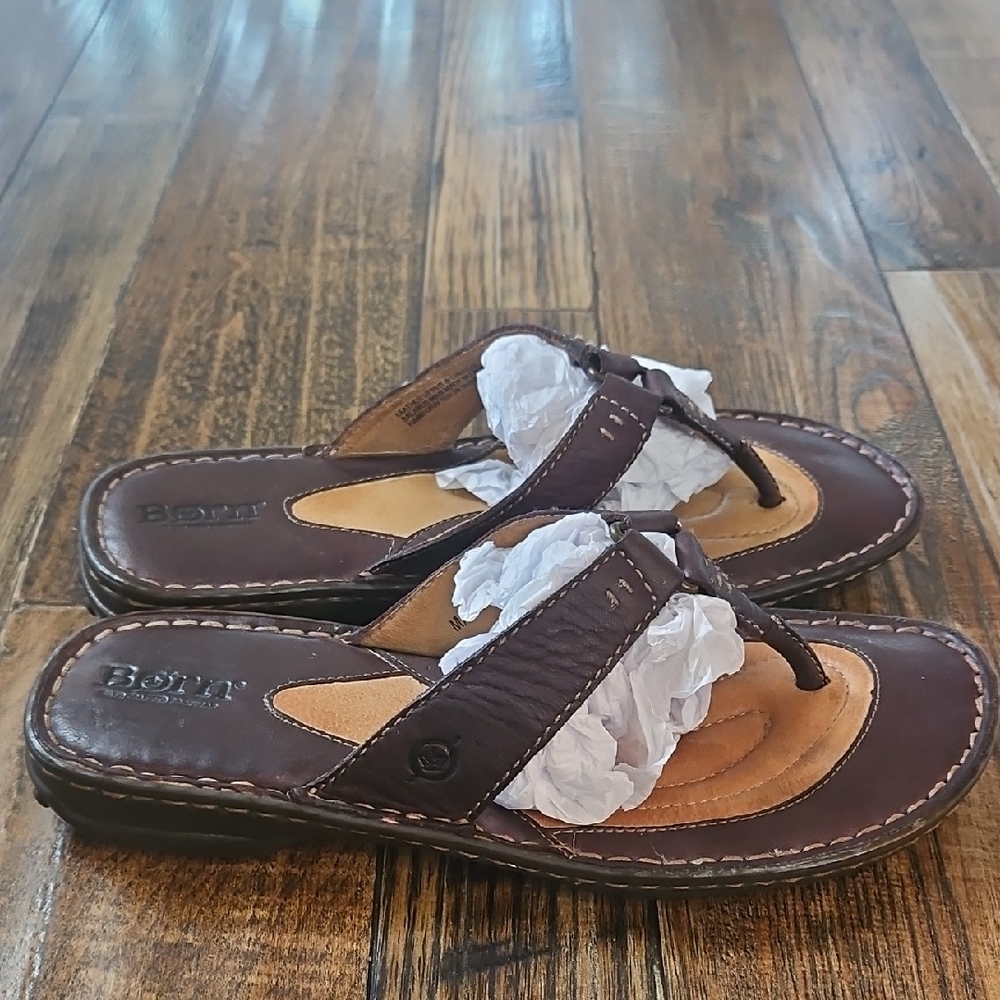 Born Dark Brown Leather Sandals - Picture 2 of 10